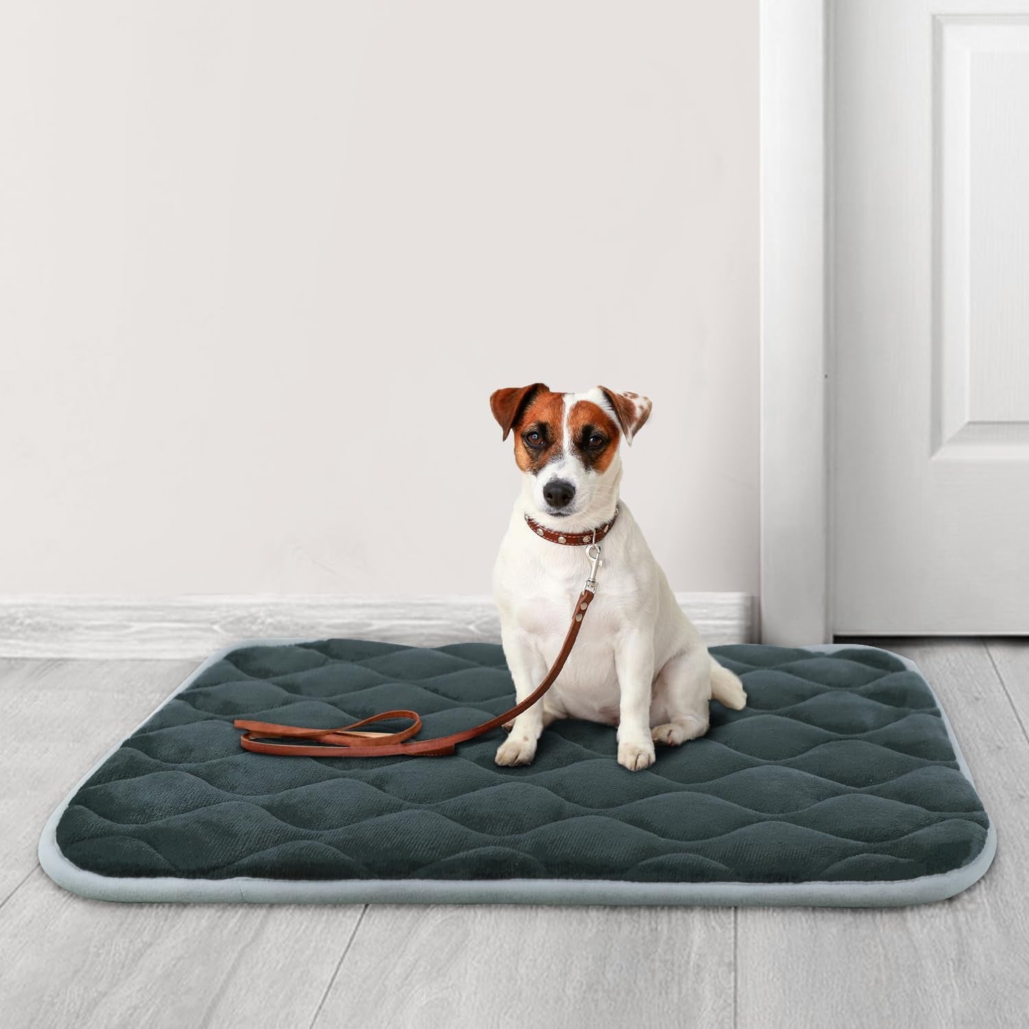 Dog Crate Pad for Dog Cages Flat Crate Mat Kennel Pad with Anti-Slip Bottom Machine Washable for Pet Bed Sleeping (S 24X18'', Grey Mat)