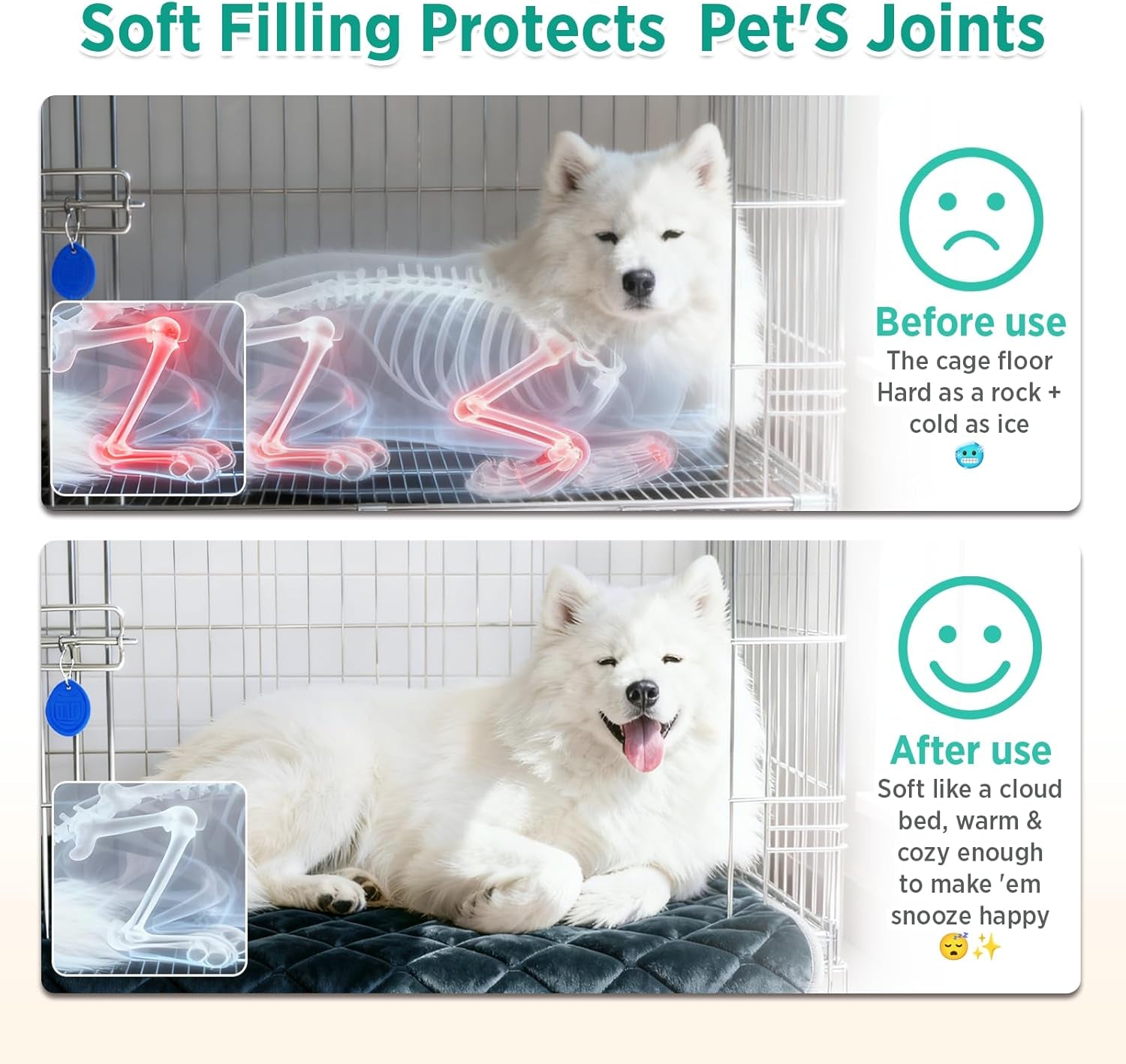 Dog Crate Pad for Dog Cages Flat Crate Mat Kennel Pad with Anti-Slip Bottom Machine Washable for Pet Bed Sleeping (S 24X18'', Grey Mat)